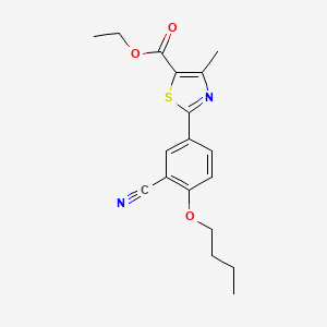 Ethyl 2-(4-butoxy-3-cyanophenyl)-4-methylthiazole-5-carboxylate chemical structure (CAS 2230270-05-8)