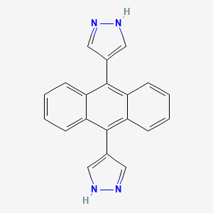 9,10-Di(1H-pyrazol-4-yl)anthracene chemical structure (CAS 2230684-04-3)