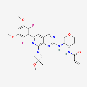 N-((3S,4S)-3-((6-(2,6-Difluoro-3,5-dimethoxyphenyl)-8-(3-methoxy-3-methylazetidin-1-yl)pyrido[3,4-d]pyrimidin-2-yl)amino)tetrahydro-2H-pyran-4-yl)acrylamide chemical structure (CAS 2230974-62-4)