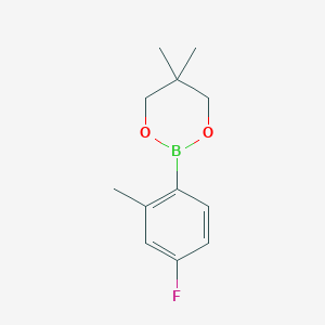 2-(4-Fluoro-2-methylphenyl)-5,5-dimethyl-1,3,2-dioxaborinane chemical structure (CAS 2231089-39-5)