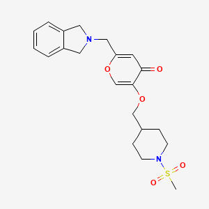 2-(Isoindolin-2-ylmethyl)-5-((1-(methylsulfonyl)piperidin-4-yl)methoxy)-4H-pyran-4-one chemical structure (CAS 2231294-96-3)