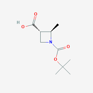 (2R,3S)-1-(tert-Butoxycarbonyl)-2-methylazetidine-3-carboxylic acid chemical structure (CAS 2231663-77-5)