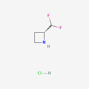 (2R)-2-(difluoromethyl)azetidine hydrochloride chemical structure (CAS 2231665-58-8)