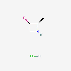 (2R,3R)-3-Fluoro-2-methylazetidine hydrochloride chemical structure (CAS 2231666-48-9)