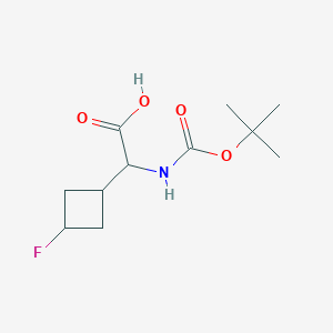 2-((tert-Butoxycarbonyl)amino)-2-(3-fluorocyclobutyl)acetic acid chemical structure (CAS 2231673-02-0)
