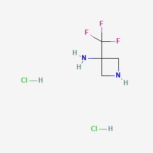3-(Trifluoromethyl)azetidin-3-amine dihydrochloride chemical structure (CAS 2231674-32-9)