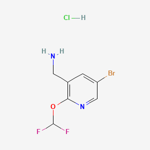 (5-Bromo-2-(difluoromethoxy)pyridin-3-yl)methanamine hydrochloride chemical structure (CAS 2231675-53-7)