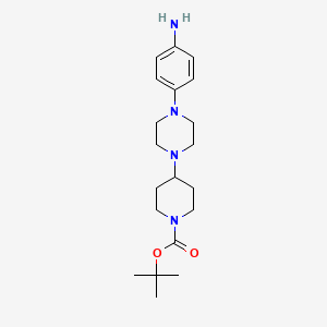 tert-Butyl 4-(4-(4-aminophenyl)piperazin-1-yl)piperidine-1-carboxylate chemical structure (CAS 223536-01-4)