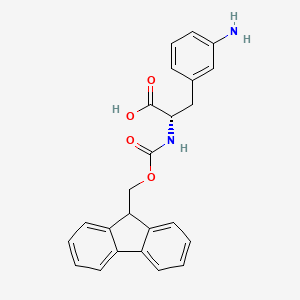 (S)-2-((((9H-Fluoren-9-yl)methoxy)carbonyl)amino)-3-(3-aminophenyl)propanoic acid chemical structure (CAS 223581-75-7)