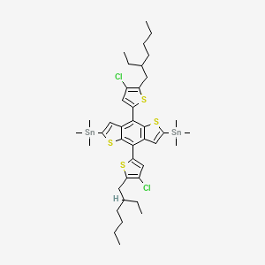 (4,8-Bis(4-chloro-5-(2-ethylhexyl)thiophen-2-yl)benzo[1,2-b:4,5-b']dithiophene-2,6-diyl)bis(trimethylstannane) chemical structure (CAS 2239295-69-1)