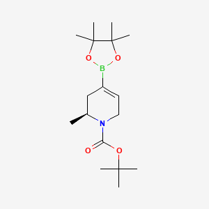 tert-Butyl (S)-2-methyl-4-(4,4,5,5-tetramethyl-1,3,2-dioxaborolan-2-yl)-3,6-dihydropyridine-1(2H)-carboxylate chemical structure (CAS 2241433-15-6)