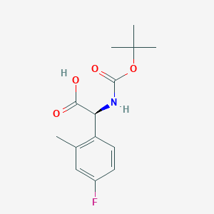 (S)-2-((tert-Butoxycarbonyl)amino)-2-(4-fluoro-2-methylphenyl)acetic acid chemical structure (CAS 2241594-11-4)