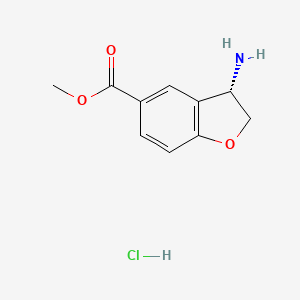 Methyl (S)-3-amino-2,3-dihydrobenzofuran-5-carboxylate hydrochloride chemical structure (CAS 2241594-22-7)