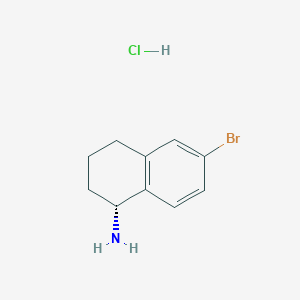 (R)-6-Bromo-1,2,3,4-tetrahydronaphthalen-1-amine hydrochloride chemical structure (CAS 2241594-26-1)