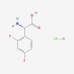 (S)-2-Amino-2-(2,4-difluorophenyl)acetic acid hydrochloride chemical structure (CAS 2241594-33-0)