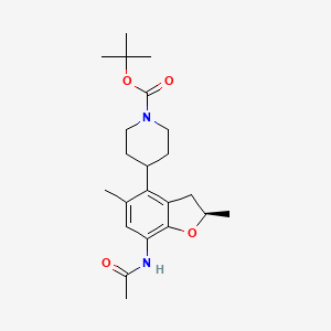 tert-Butyl (R)-4-(7-acetamido-2,5-dimethyl-2,3-dihydrobenzofuran-4-yl)piperidine-1-carboxylate chemical structure (CAS 2241594-66-9)