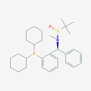 (R)-N-((S)-(2-(dicyclohexylphosphanyl)phenyl)(phenyl)methyl)-N,2-dimethylpropane-2-sulfinamide chemical structure (CAS 2241598-32-1)