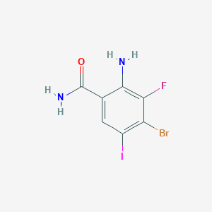 2-Amino-4-bromo-3-fluoro-5-iodobenzamide chemical structure (CAS 2241721-73-1)