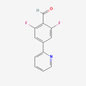 2,6-Difluoro-4-(pyridin-2-yl)benzaldehyde chemical structure (CAS 2242425-06-3)