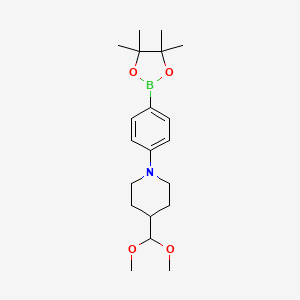 4-(Dimethoxymethyl)-1-(4-(4,4,5,5-tetramethyl-1,3,2-dioxaborolan-2-yl)phenyl)piperidine chemical structure (CAS 2242744-56-3)