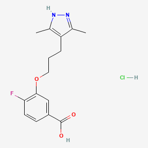 3-(3-(3,5-Dimethyl-1H-pyrazol-4-yl)propoxy)-4-fluorobenzoic acid hydrochloride chemical structure (CAS 2242751-53-5)