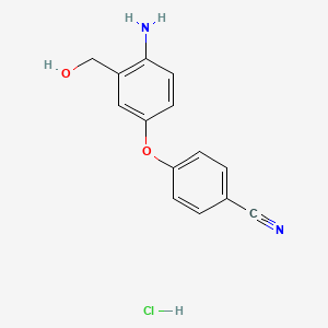 4-(4-Amino-3-(hydroxymethyl)phenoxy)benzonitrile hydrochloride chemical structure (CAS 2242793-50-4)