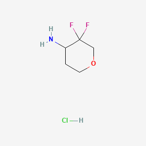 3,3-Difluorotetrahydro-2H-pyran-4-amine hydrochloride chemical structure (CAS 2244040-19-3)