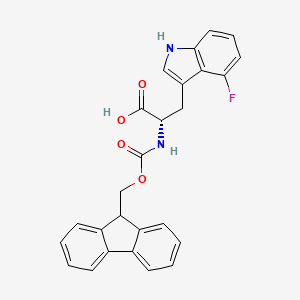 (S)-2-((((9H-Fluoren-9-yl)methoxy)carbonyl)amino)-3-(4-fluoro-1H-indol-3-yl)propanoic acid chemical structure (CAS 2244532-65-6)