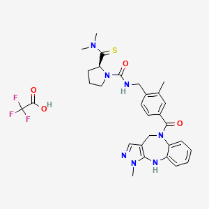 (S)-2-(Dimethylcarbamothioyl)-N-(2-methyl-4-(1-methyl-1,4,5,10-tetrahydrobenzo[b]pyrazolo[3,4-e][1,4]diazepine-5-carbonyl)benzyl)pyrrolidine-1-carboxamide 2,2,2-trifluoroacetate chemical structure (CAS 2245072-21-1)