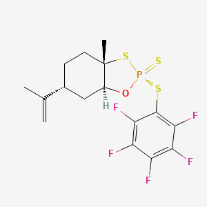 (2S,3aS,6R,7aS)-3a-Methyl-2-((perfluorophenyl)thio)-6-(prop-1-en-2-yl)hexahydrobenzo[d][1,3,2]oxathiaphosphole 2-sulfide chemical structure (CAS 2245335-70-8)