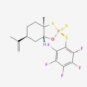 (2R,3aR,6S,7aR)-3a-Methyl-2-((perfluorophenyl)thio)-6-(prop-1-en-2-yl)hexahydrobenzo[d][1,3,2]oxathiaphosphole 2-sulfide chemical structure (CAS 2245335-71-9)
