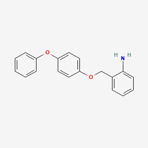 2-((4-Phenoxyphenoxy)methyl)aniline chemical structure (CAS 2245697-92-9)