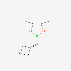 4,4,5,5-Tetramethyl-2-(oxetan-3-ylidenemethyl)-1,3,2-dioxaborolane chemical structure (CAS 2246658-69-3)