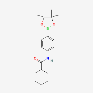 N-(4-(4,4,5,5-Tetramethyl-1,3,2-dioxaborolan-2-yl)phenyl)cyclohexanecarboxamide chemical structure (CAS 2246818-94-8)