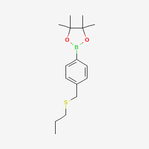 4,4,5,5-Tetramethyl-2-(4-((propylthio)methyl)phenyl)-1,3,2-dioxaborolane chemical structure (CAS 2246858-23-9)