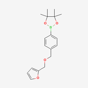 2-(4-((Furan-2-ylmethoxy)methyl)phenyl)-4,4,5,5-tetramethyl-1,3,2-dioxaborolane chemical structure (CAS 2246890-21-9)