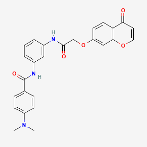 4-(Dimethylamino)-N-(3-(2-((4-oxo-4H-chromen-7-yl)oxy)acetamido)phenyl)benzamide chemical structure (CAS 2247240-76-0)