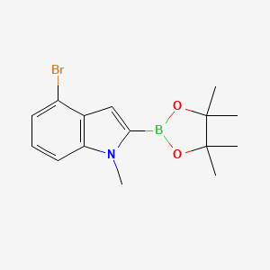 4-Bromo-1-methyl-2-(4,4,5,5-tetramethyl-1,3,2-dioxaborolan-2-yl)-indole chemical structure (CAS 2247798-73-6)