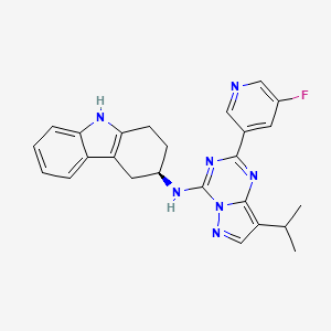 (R)-N-(2-(5-Fluoropyridin-3-yl)-8-isopropylpyrazolo[1,5-a][1,3,5]triazin-4-yl)-2,3,4,9-tetrahydro-1H-carbazol-3-amine chemical structure (CAS 2247950-42-9)