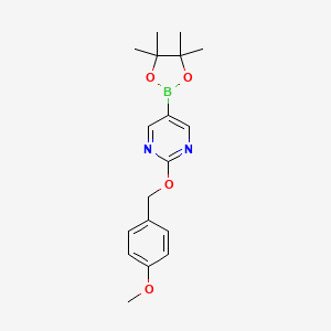2-((4-Methoxybenzyl)oxy)-5-(4,4,5,5-tetramethyl-1,3,2-dioxaborolan-2-yl)pyrimidine chemical structure (CAS 2247982-62-1)