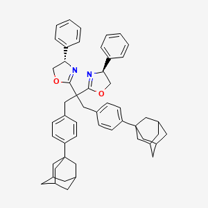 (4S,4'S)-2,2'-(1,3-Bis(4-(adamantan-1-yl)phenyl)propane-2,2-diyl)bis(4-phenyl-4,5-dihydrooxazole) chemical structure (CAS 2248620-13-3)
