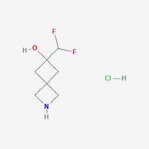 6-(Difluoromethyl)-2-azaspiro[3.3]heptan-6-ol hydrochloride chemical structure (CAS 2250242-34-1)