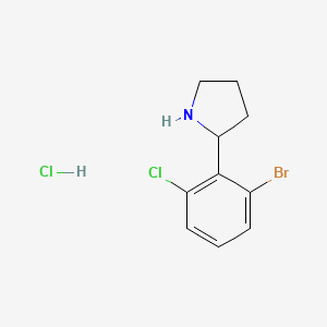 2-(2-Bromo-6-chlorophenyl)pyrrolidine hydrochloride chemical structure (CAS 2250242-40-9)