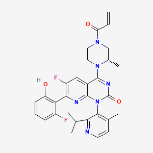 4-((S)-4-Acryloyl-2-methylpiperazin-1-yl)-6-fluoro-7-(2-fluoro-6-hydroxyphenyl)-1-(2-isopropyl-4-methylpyridin-3-yl)pyrido[2,3-d]pyrimidin-2(1H)-one chemical structure (CAS 2252403-56-6)