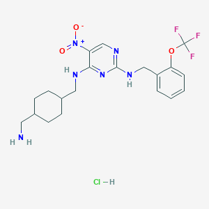 N4-((4-(Aminomethyl)cyclohexyl)methyl)-5-nitro-N2-(2-(trifluoromethoxy)benzyl)pyrimidine-2,4-diamine hydrochloride chemical structure (CAS 2253640-49-0)