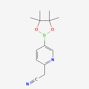 2-(5-(4,4,5,5-Tetramethyl-1,3,2-dioxaborolan-2-yl)pyridin-2-yl)acetonitrile chemical structure (CAS 2254302-35-5)