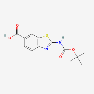 2-((tert-Butoxycarbonyl)amino)benzo[d]thiazole-6-carboxylic acid chemical structure (CAS 225525-50-8)