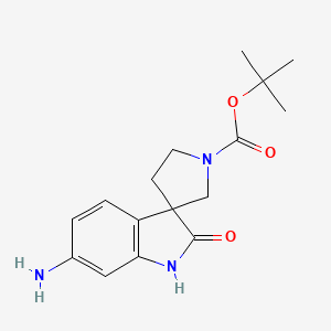 tert-Butyl 6-amino-2-oxospiro[indoline-3,3'-pyrrolidine]-1'-carboxylate chemical structure (CAS 2256070-82-1)