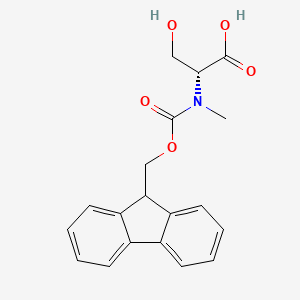 (R)-2-((((9H-Fluoren-9-yl)methoxy)carbonyl)(methyl)amino)-3-hydroxypropanoic acid chemical structure (CAS 2260800-16-4)