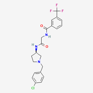(R)-N-(2-((1-(4-Chlorobenzyl)pyrrolidin-3-yl)amino)-2-oxoethyl)-3-(trifluoromethyl)benzamide chemical structure (CAS 226226-39-7)